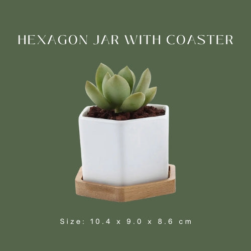Hexagon Jar with Coaster