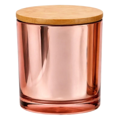 Pink Chrome Jar with Bamboo Lid