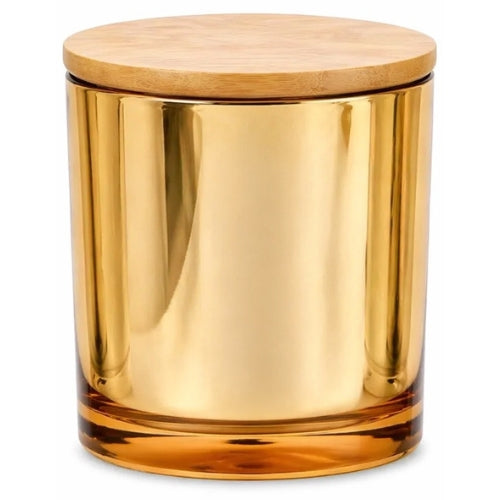 Gold Chrome Jar with Bamboo Lid