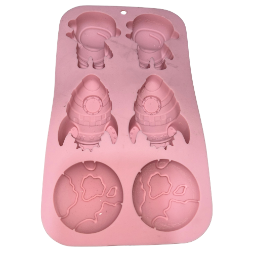Space Adventure Astronaut & Rocket Silicone Mold – 6 Cavities (JA)