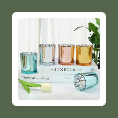 Silver Chrome Jar with Bamboo Lid