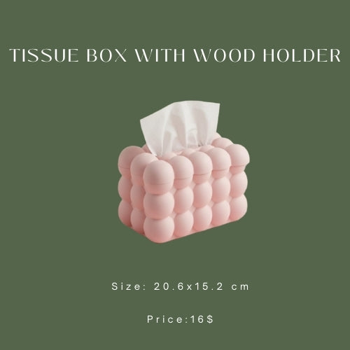 Tissue Box with Wood Holder