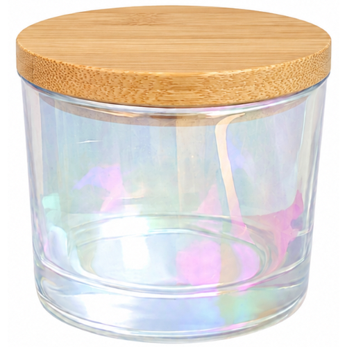 Transparent Rainbow Jar with Bamboo Lid