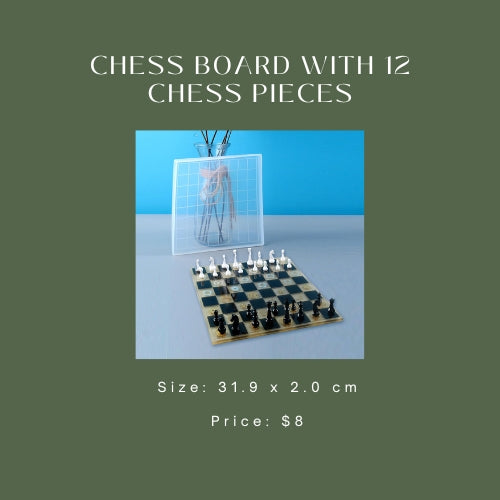 Chess Board with 12 Chess Pieces