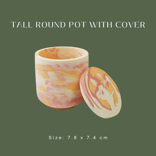 Tall Round Pot with Cover