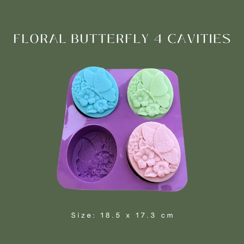 Floral Butterfly 4 Cavities