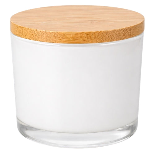 White Rainbow Jar with Bamboo Lid