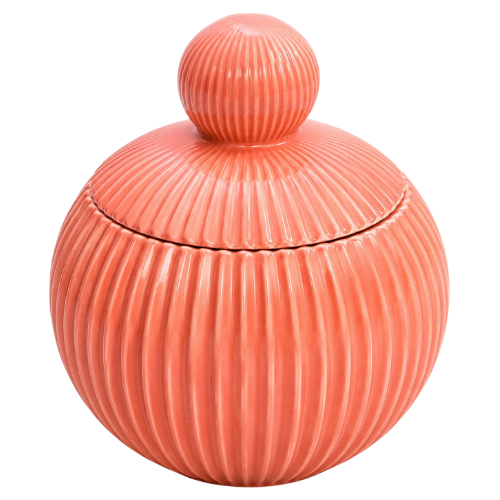 Ribbed Round Pot with Cover
